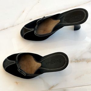 Cole Haan suede and leather with white stitch trim